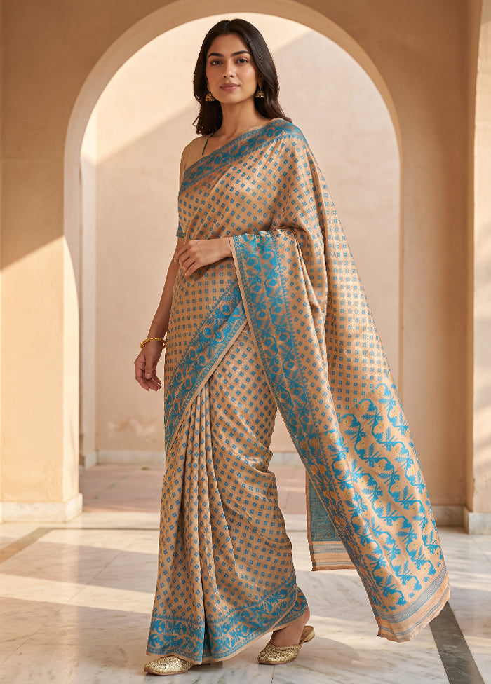Cream Jamdani Cotton Saree Without Blouse Piece