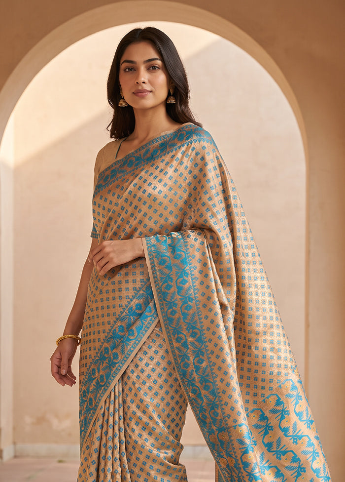 Cream Jamdani Cotton Saree Without Blouse Piece