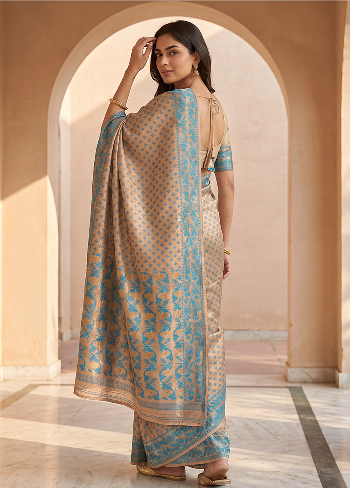 Cream Jamdani Cotton Saree Without Blouse Piece