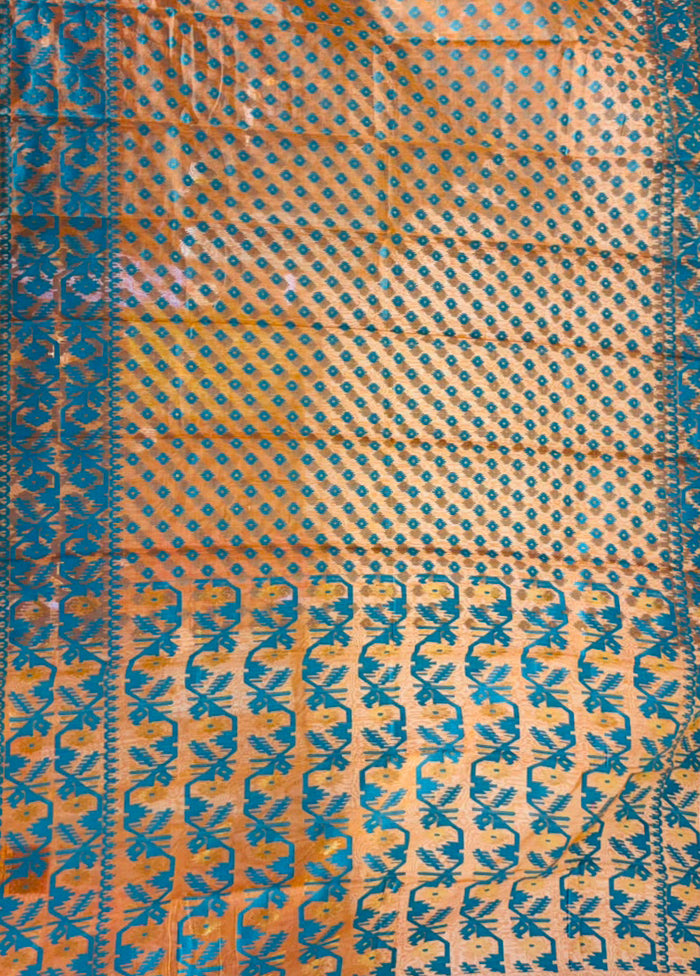 Cream Jamdani Cotton Saree Without Blouse Piece
