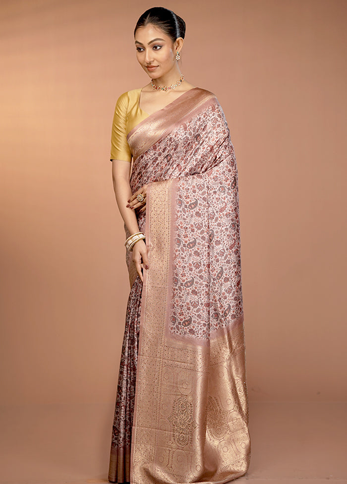 Cream Dupion Silk Saree With Blouse Piece