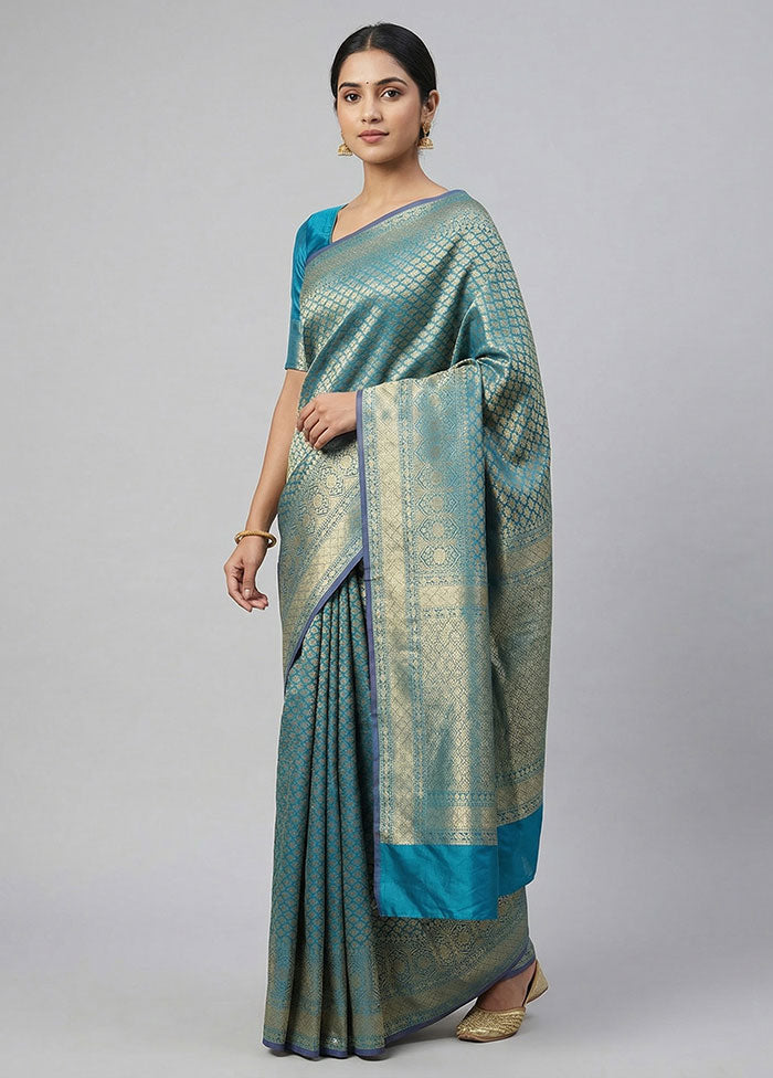 Green Kora Silk Saree With Blouse Piece