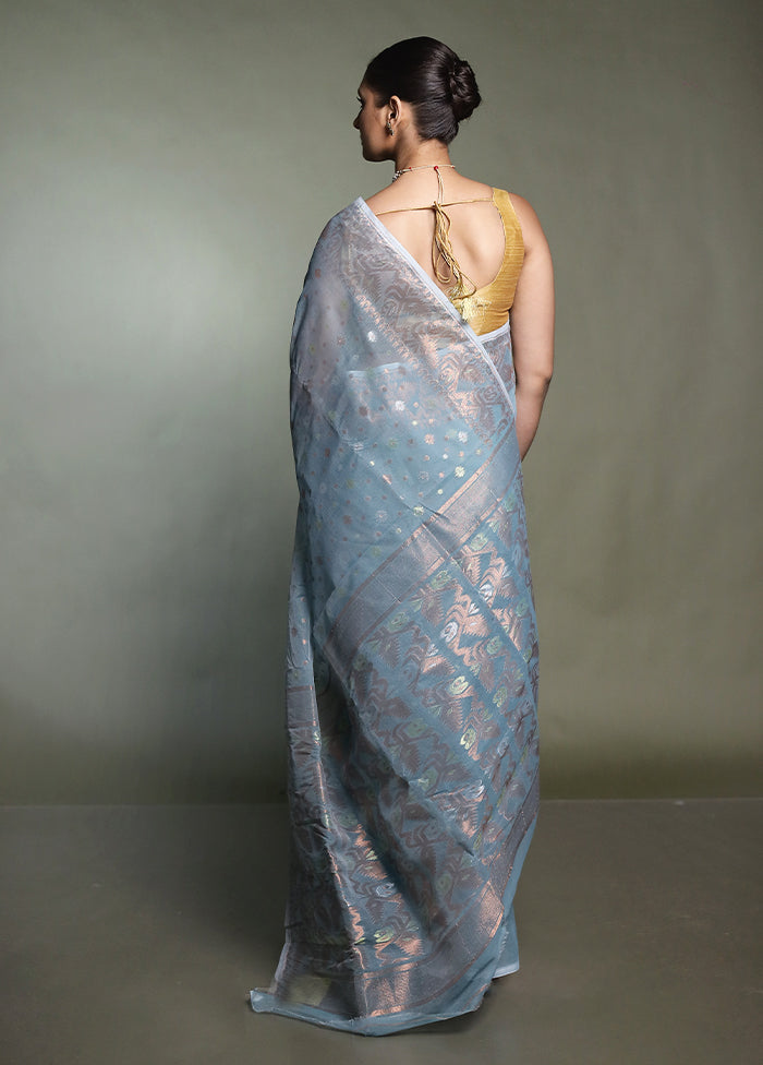 Green Tant Jamdani Saree Without Blouse Piece