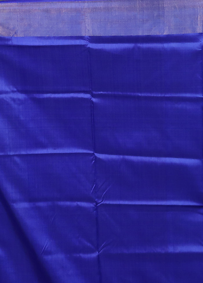 Blue Pure Bishnupuri Silk Saree Without Blouse Piece
