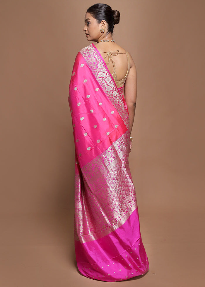 Pink Handloom Katan Pure Silk Saree With Blouse Piece