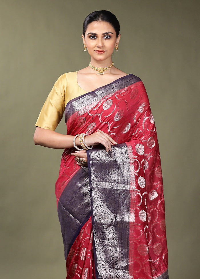 Pink Dupion Silk Saree With Blouse Piece
