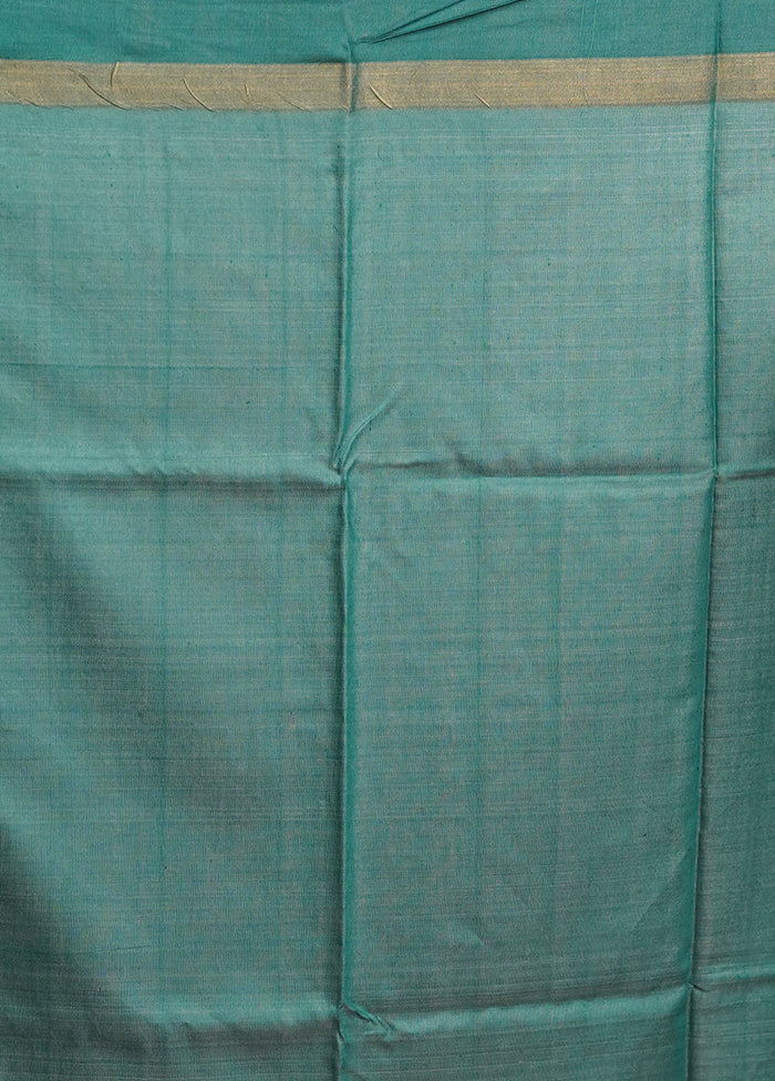 Cream Handloom Tussar Pure Silk Saree With Blouse Piece