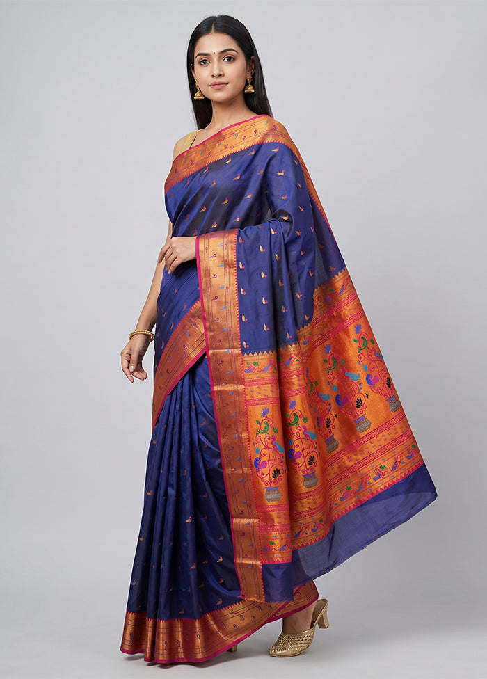 Purple Kanjivaram Silk Saree With Blouse Piece