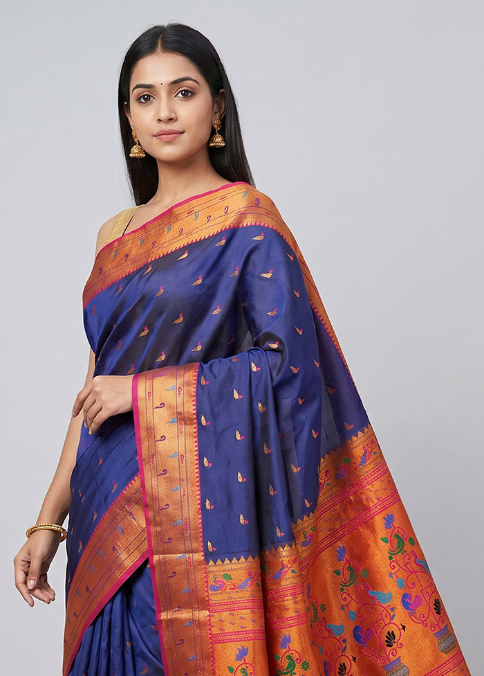 Purple Kanjivaram Silk Saree With Blouse Piece