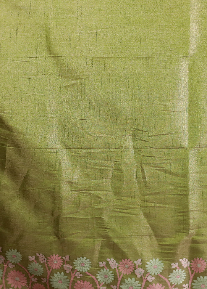 Green Tissue Silk Saree With Blouse Piece