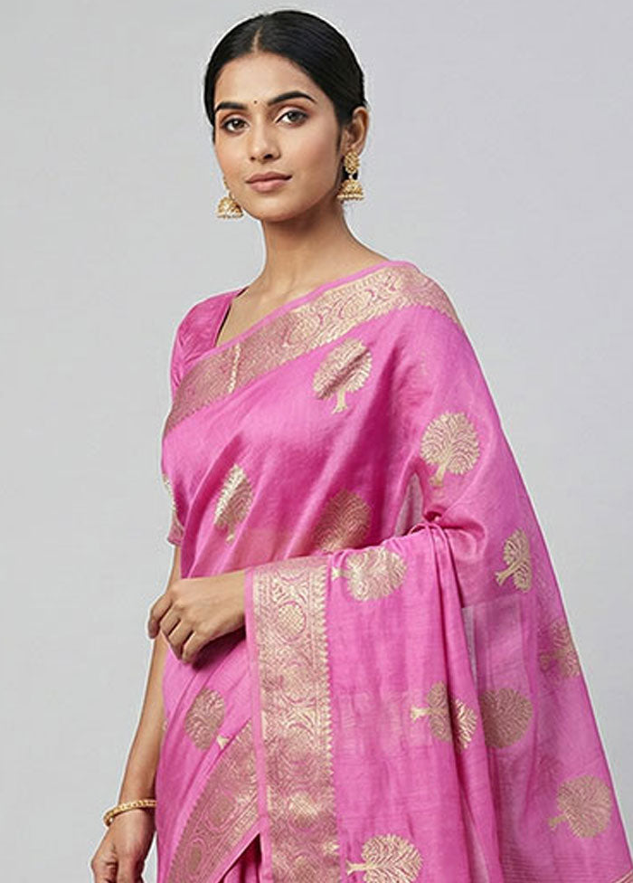 Pink Organza Saree With Blouse Piece
