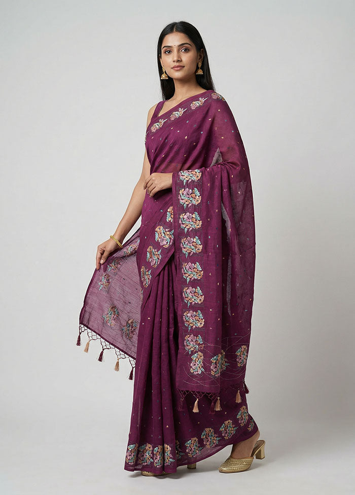 Pink Tussar Silk Saree With Blouse Piece