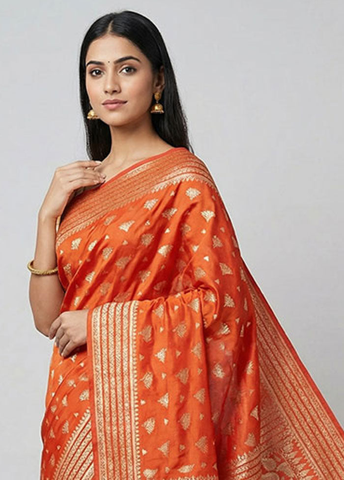 Red Banarasi Silk Saree With Blouse Piece