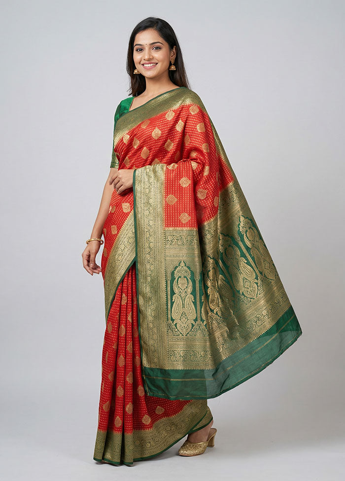 Red Georgette Saree With Blouse Piece