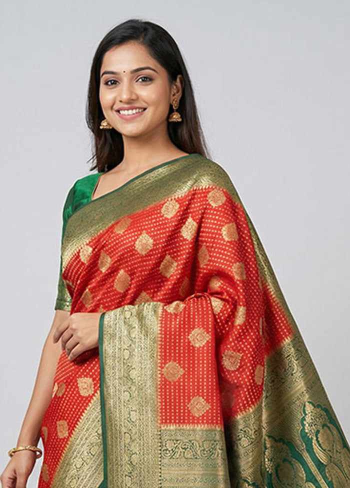 Red Georgette Saree With Blouse Piece