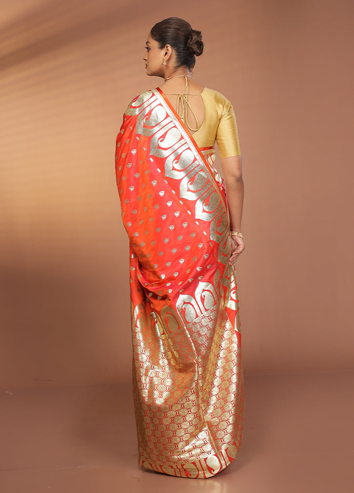 Pink Banarasi Silk Saree With Blouse Piece
