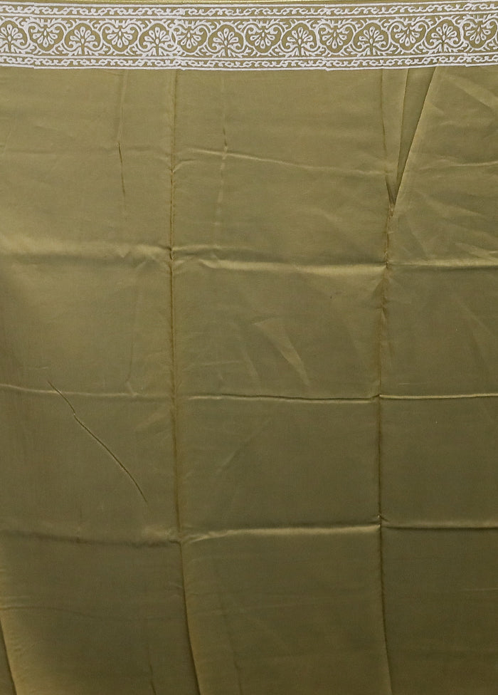 Cream Chanderi Cotton Saree With Blouse Piece