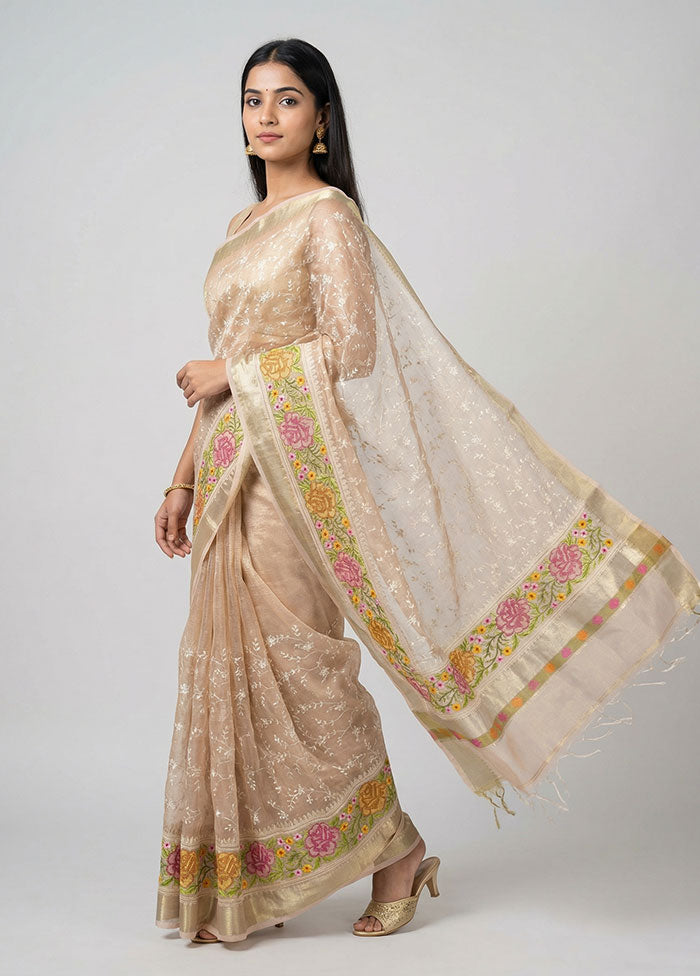 Pink Tissue Silk Saree With Blouse Piece