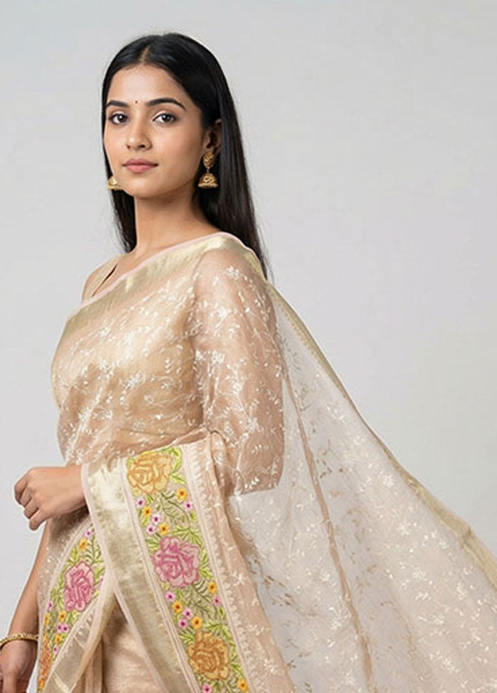 Pink Tissue Silk Saree With Blouse Piece