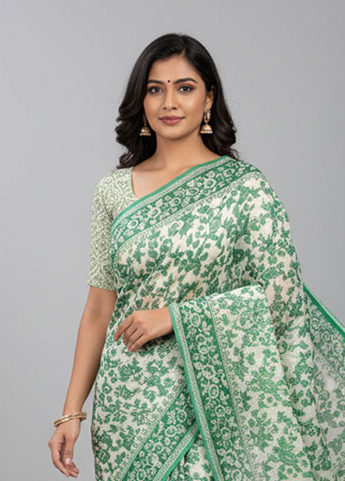 White Cotton Saree With Blouse Piece
