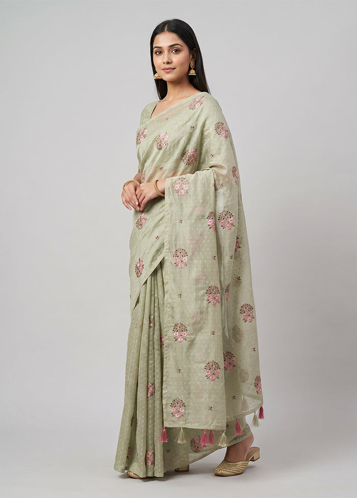 Blue Chiffon Silk Saree With Blouse Piece