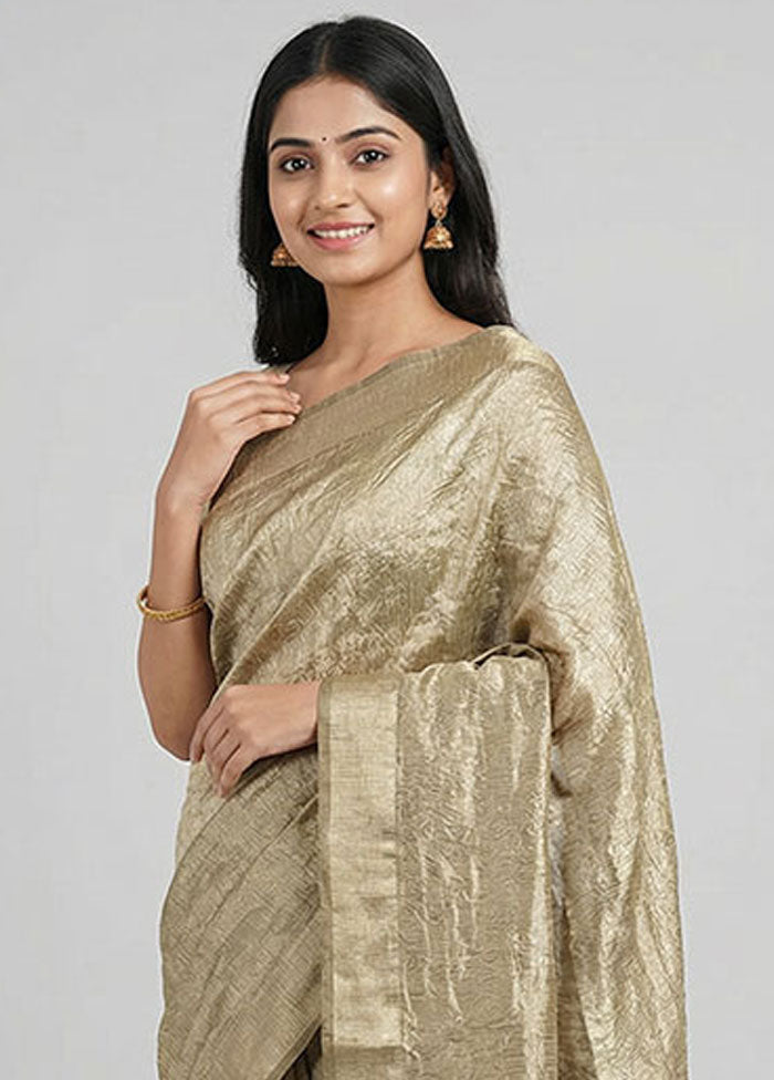 Green Tissue Silk Saree With Blouse Piece