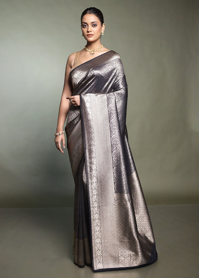 Black Dupion Silk Saree With Blouse Piece