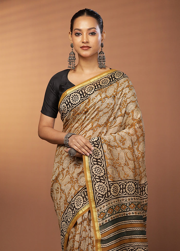 Yellow Chanderi Silk Saree With Blouse Piece