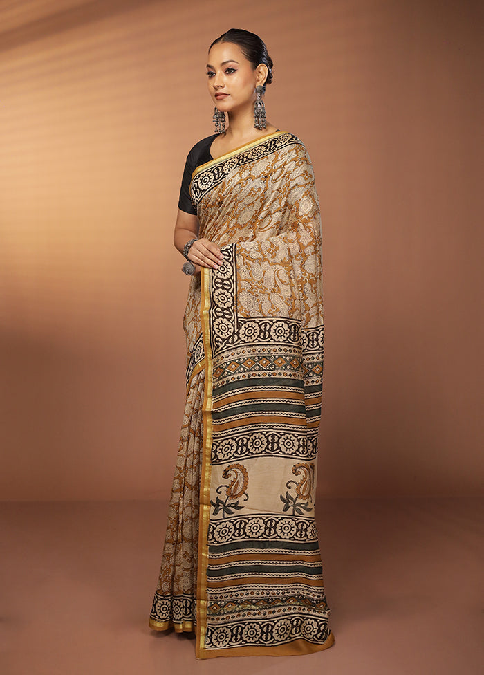 Yellow Chanderi Silk Saree With Blouse Piece