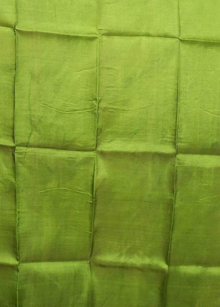 Green Printed Silk Saree Without Blouse Piece