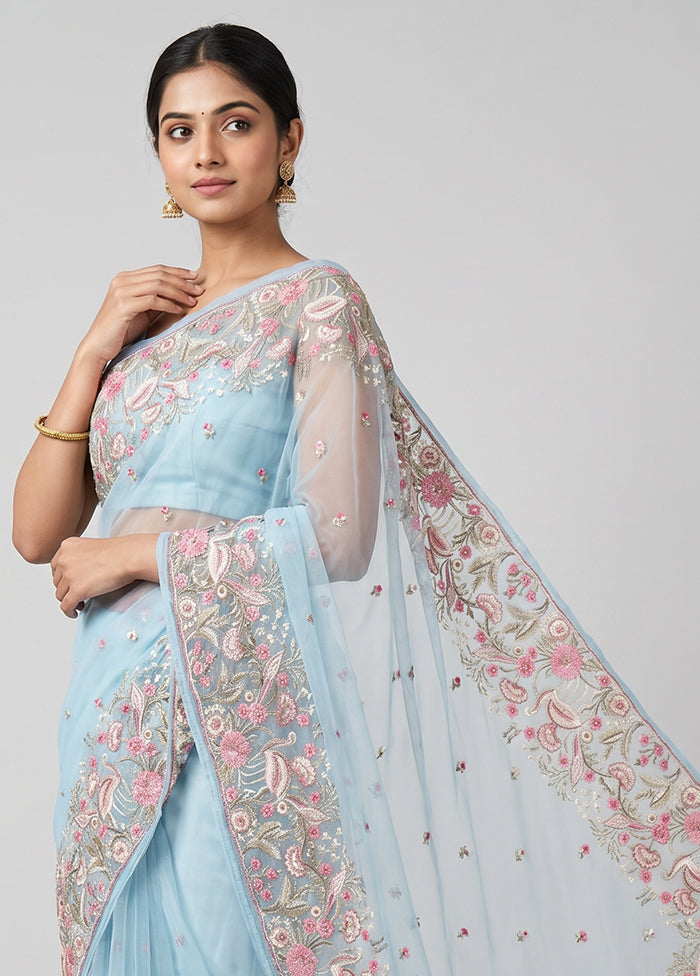 Green Organza Saree With Blouse Piece