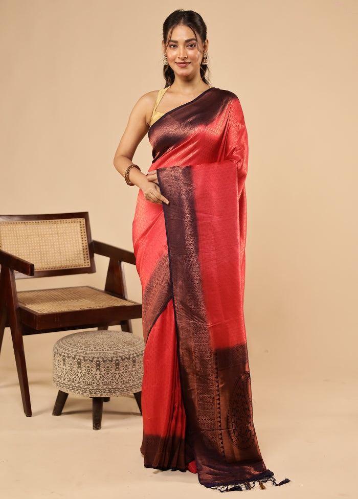 Pink Dupion Silk Saree With Blouse Piece