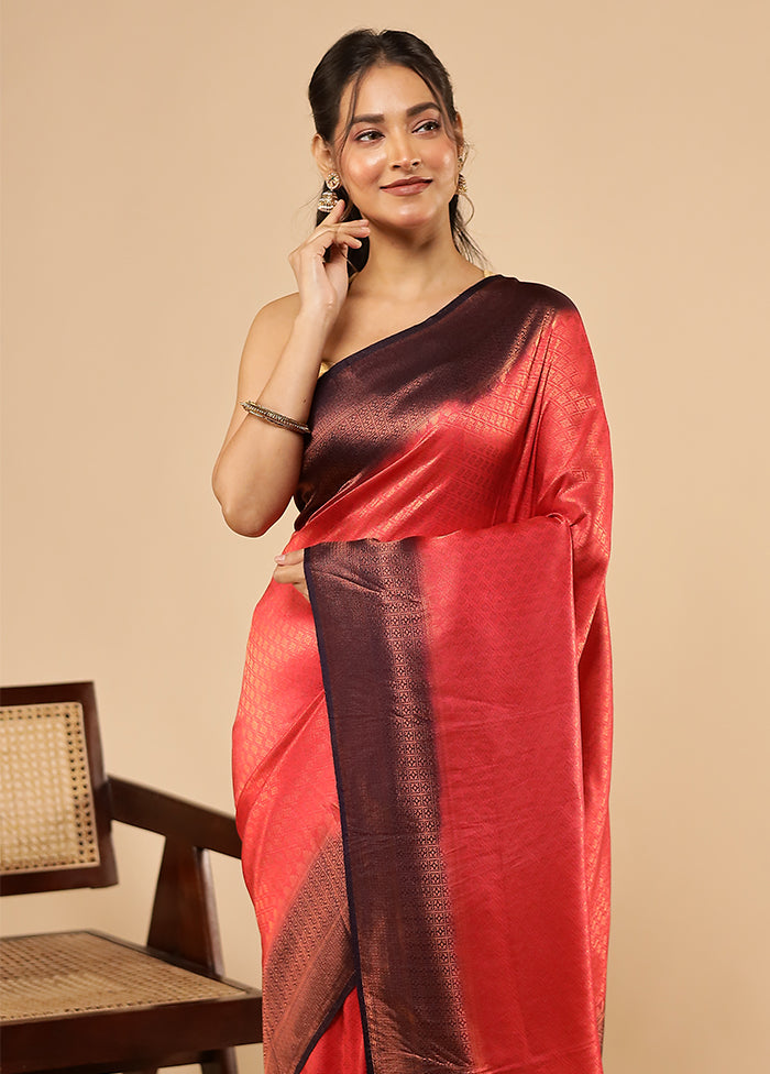Pink Dupion Silk Saree With Blouse Piece