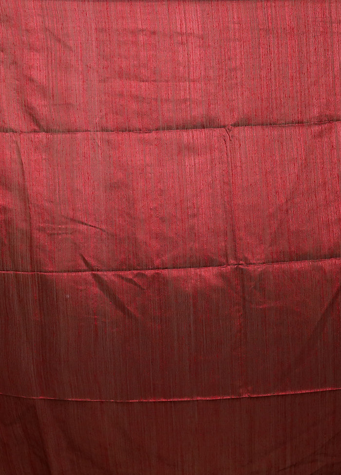 Maroon Handloom Matka Pure Silk Saree With Blouse Piece