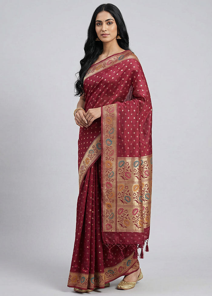 Pink Kora Silk Saree With Blouse Piece