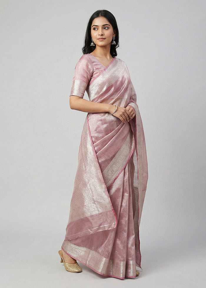 Purple Tissue Silk Saree With Blouse Piece