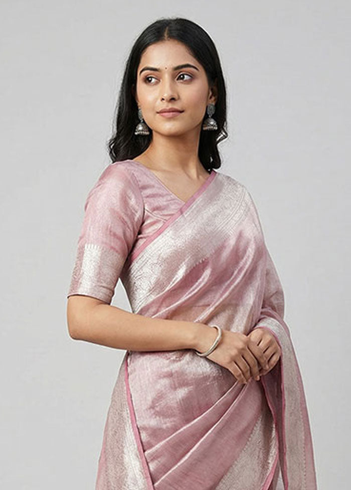 Purple Tissue Silk Saree With Blouse Piece