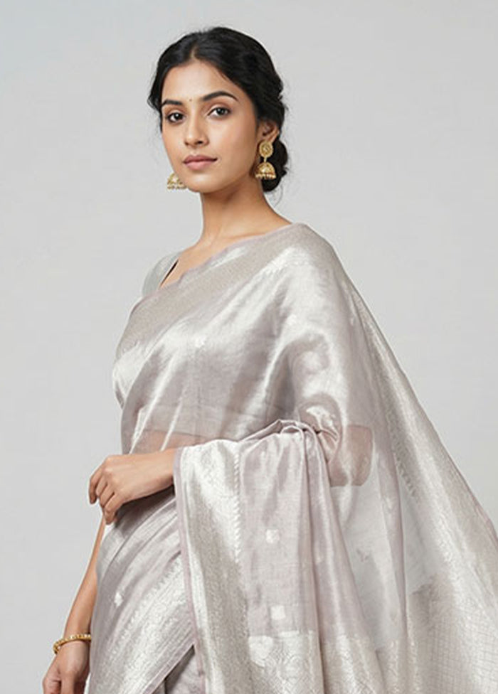 Purple Tissue Silk Saree With Blouse Piece