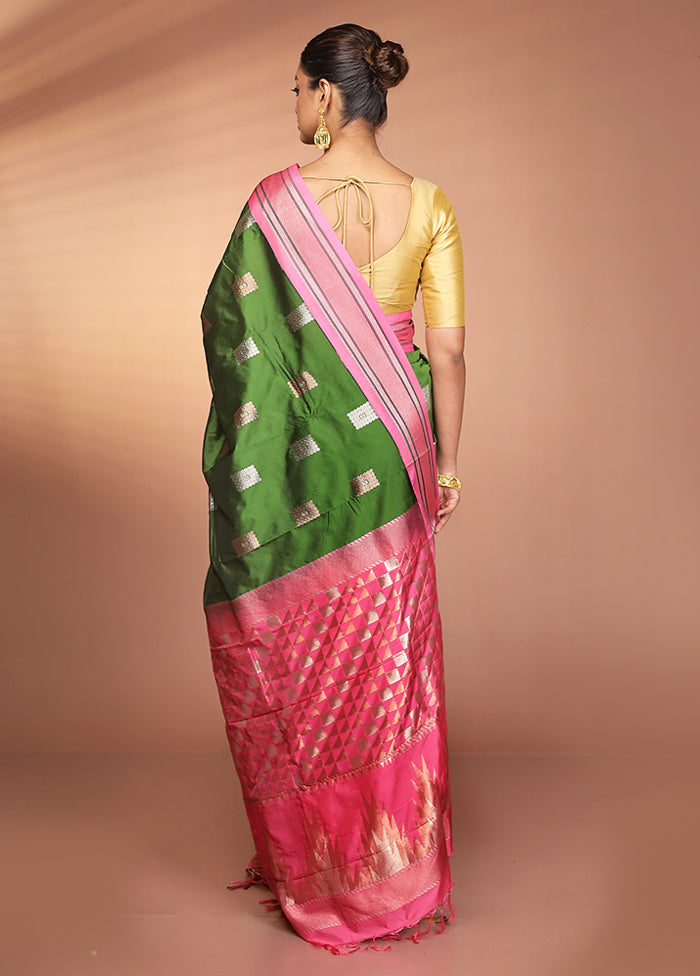 Green Kanjivaram Silk Saree With Blouse Piece