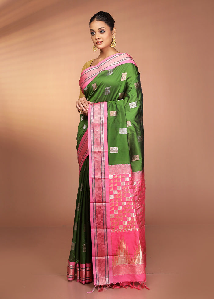Green Kanjivaram Silk Saree With Blouse Piece