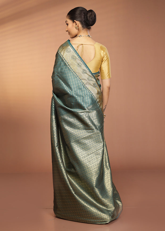 Green Kanjivaram Silk Saree With Blouse Piece