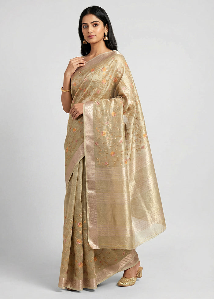 Green Tissue Silk Saree With Blouse Piece