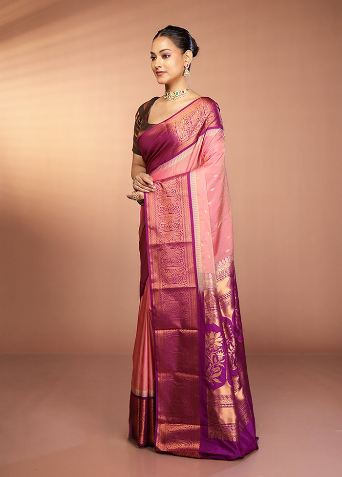 Multicolor Kanjivaram Silk Saree With Blouse Piece