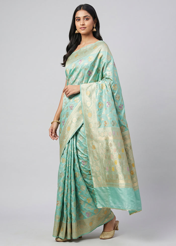 Green Handloom Katan Pure Silk Saree With Blouse Piece