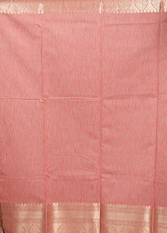 Pink Tussar Silk Saree With Blouse Piece