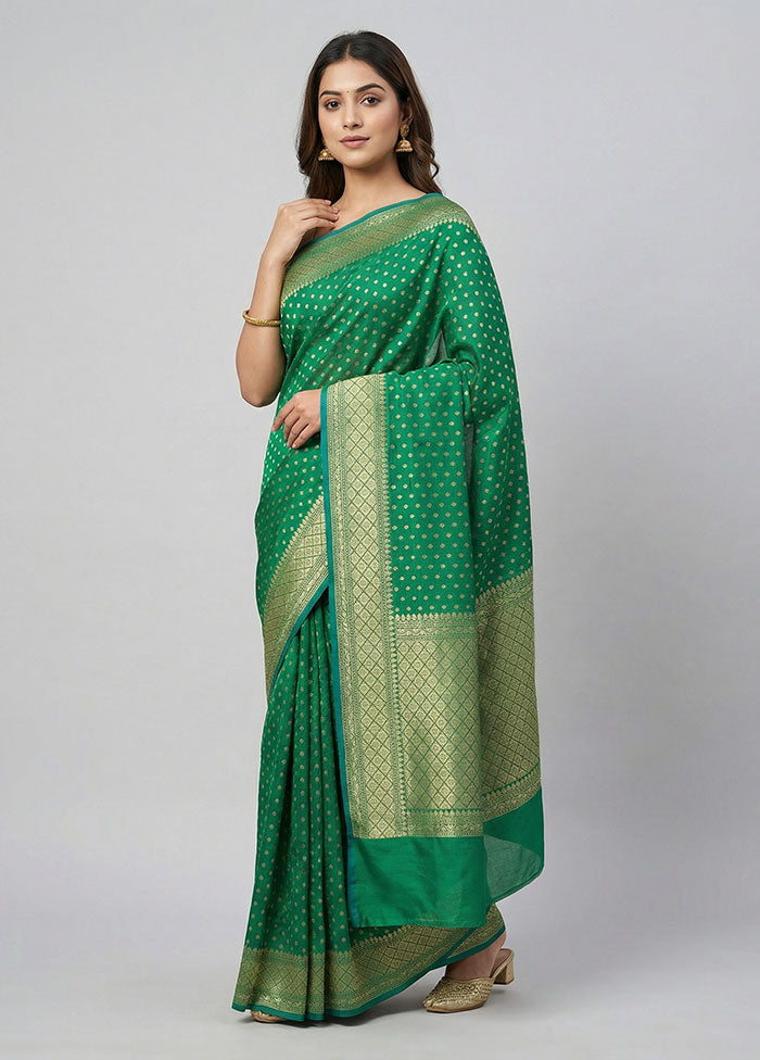 Green Kora Silk Saree With Blouse Piece