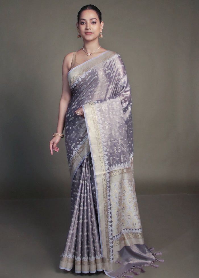 Purple Tissue Silk Saree With Blouse Piece