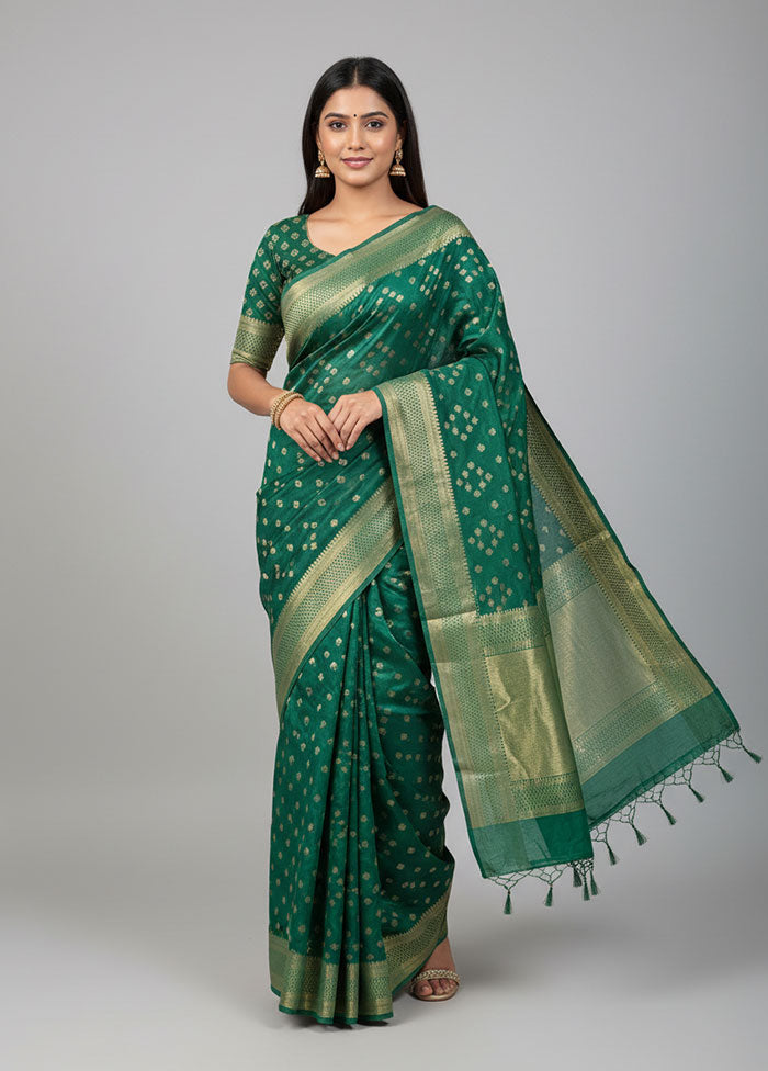 Green Organza Saree With Blouse Piece