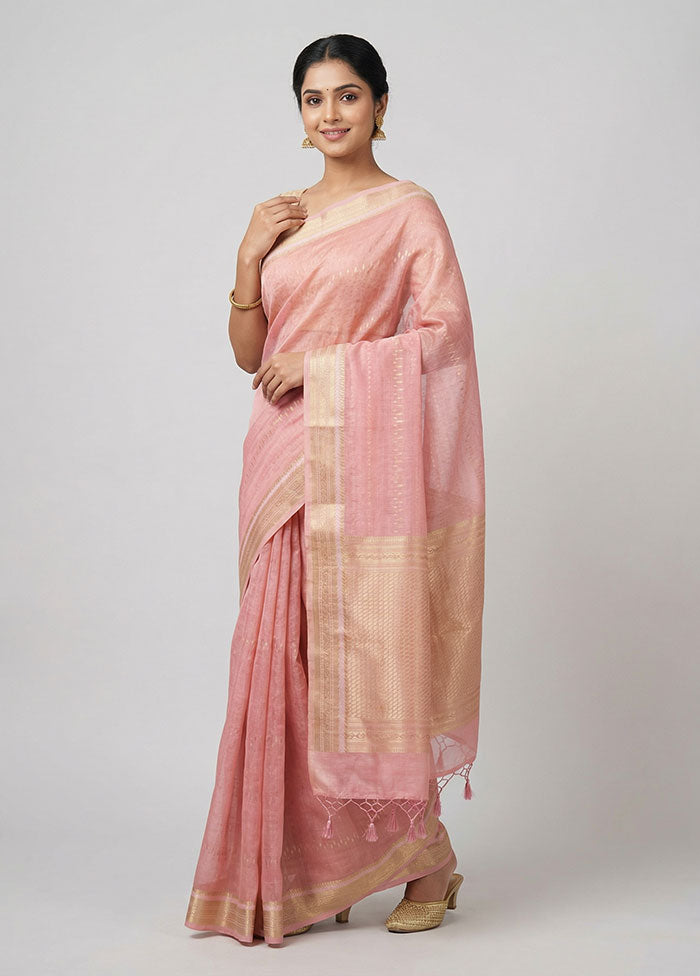 Pink Cotton Saree With Blouse Piece