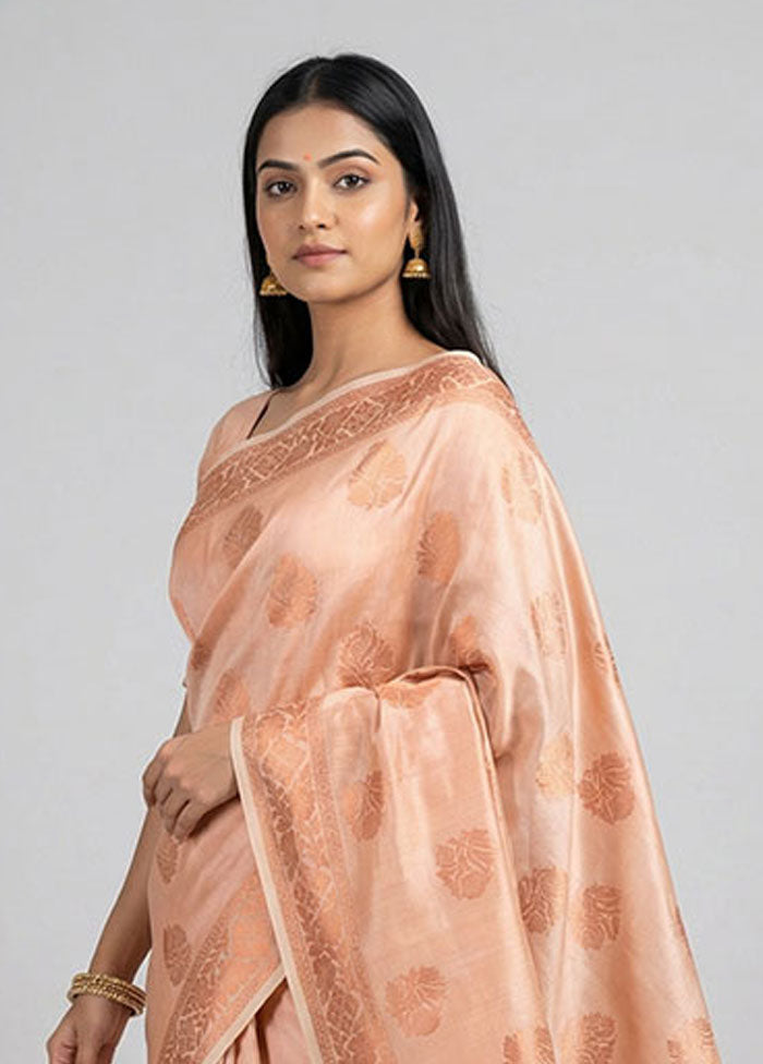 Cream Tissue Silk Saree With Blouse Piece